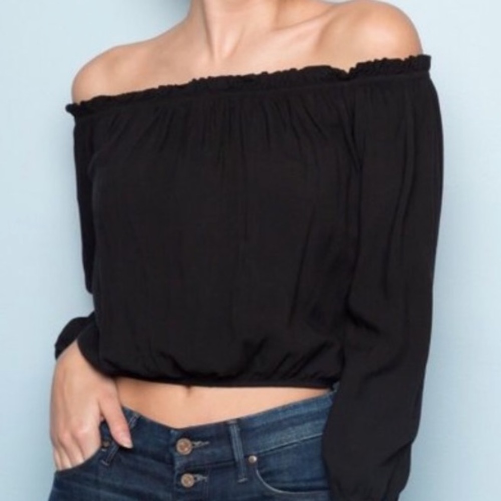 brandy melville black off the shoulder top